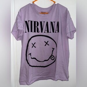 Nirvana Pastel Purple Smile Boyfriend Fit T-Shirt large